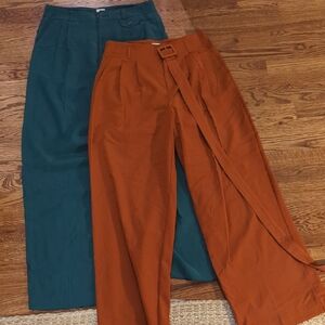 a new day Women's Teal and Rust Wide Leg Pants